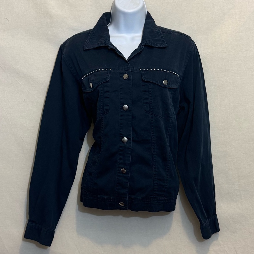 B-289 Las Olas Blue Sequin Detail‎ Long Sleeve Suit Jacket Size M